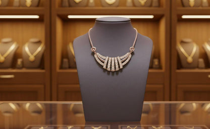 Moissanite Fan Pendant Necklace | Gold, Rose Gold & Silver | Elegant Bridal & Gift Jewelry