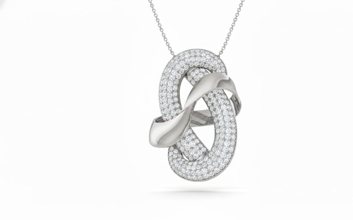 Moissanite Infinity Pendant  Adjustable Chain, Elegant Necklace  Gift