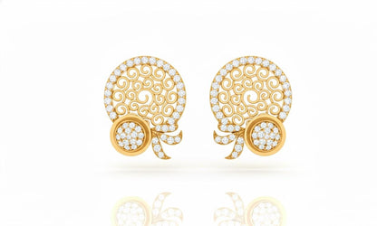 Moissanite Filigree Circle Stud Earrings for Women | Gold, Rose Gold & Silver | Bridal & Anniversary Gift