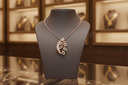 Moissanite Leaf Pendant Necklace | Rose Gold & Silver, Hypoallergenic