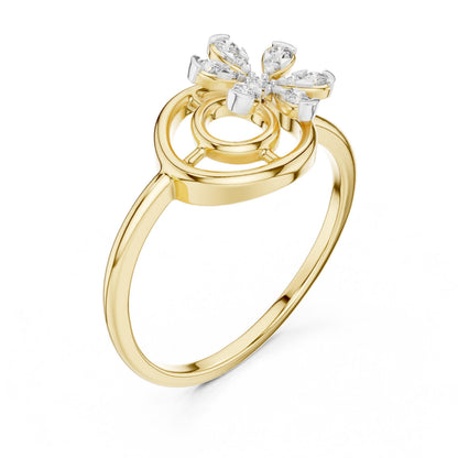 Riora moissanite flower swirl ring with floral design, vintage-inspired engagement ring in rose gold band.