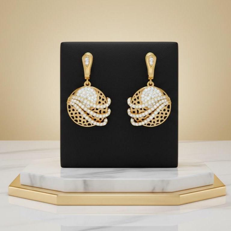 Moissanite Drop Earrings | Rose Gold Swirl, Nickel-Free