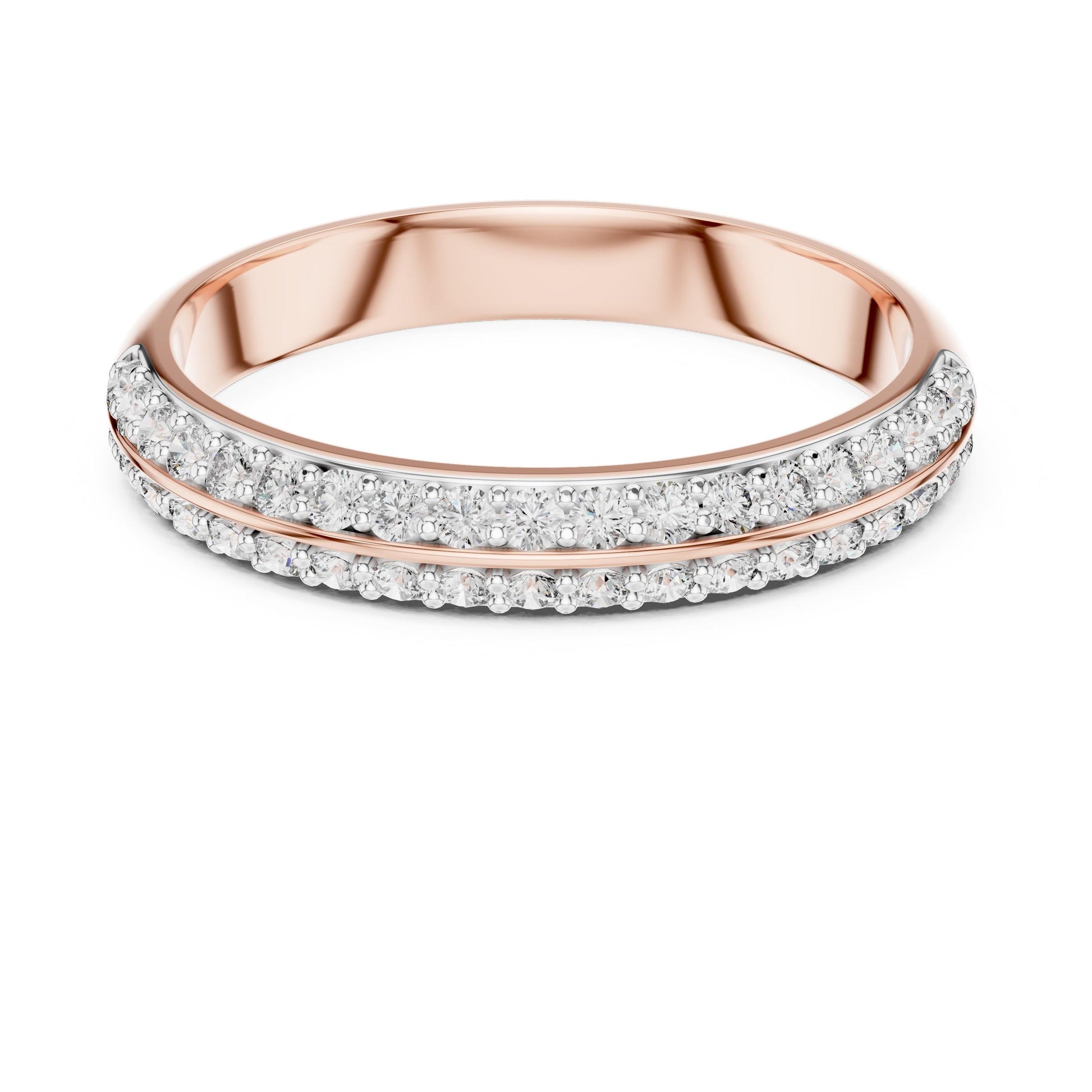 Riora moissanite diamond eternity ring with pave setting, full eternity band for wedding or anniversary, stackable bridal jewelry