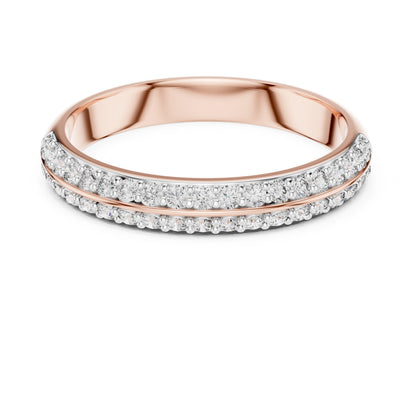 Riora moissanite diamond eternity ring with pave setting, full eternity band for wedding or anniversary, stackable bridal jewelry