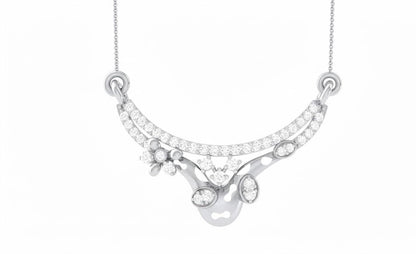 Moissanite Pendant Necklace Hypoallergenic Curved Floral Design Gold Rose Silver Elegant Gift Jewelry