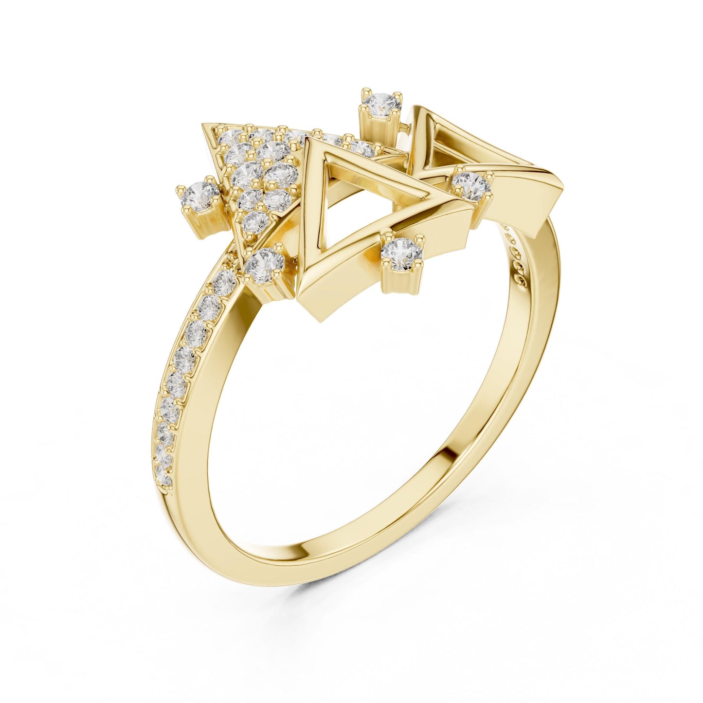Geometric Triangle CZ Ring | Gold Silver Rose Gold Stackable Statement Ring