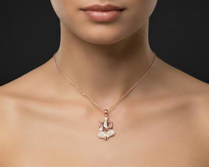 Riora Moissanite Lotus Heart Pendant Necklace featuring a sparkling heart-shaped design on a delicate chain, hypoallergenic jewelry.