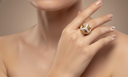 Moissanite Orbit Ring | Celestial Knot Design in Gold, Silver & Rose Gold | Hypoallergenic Engagement Ring