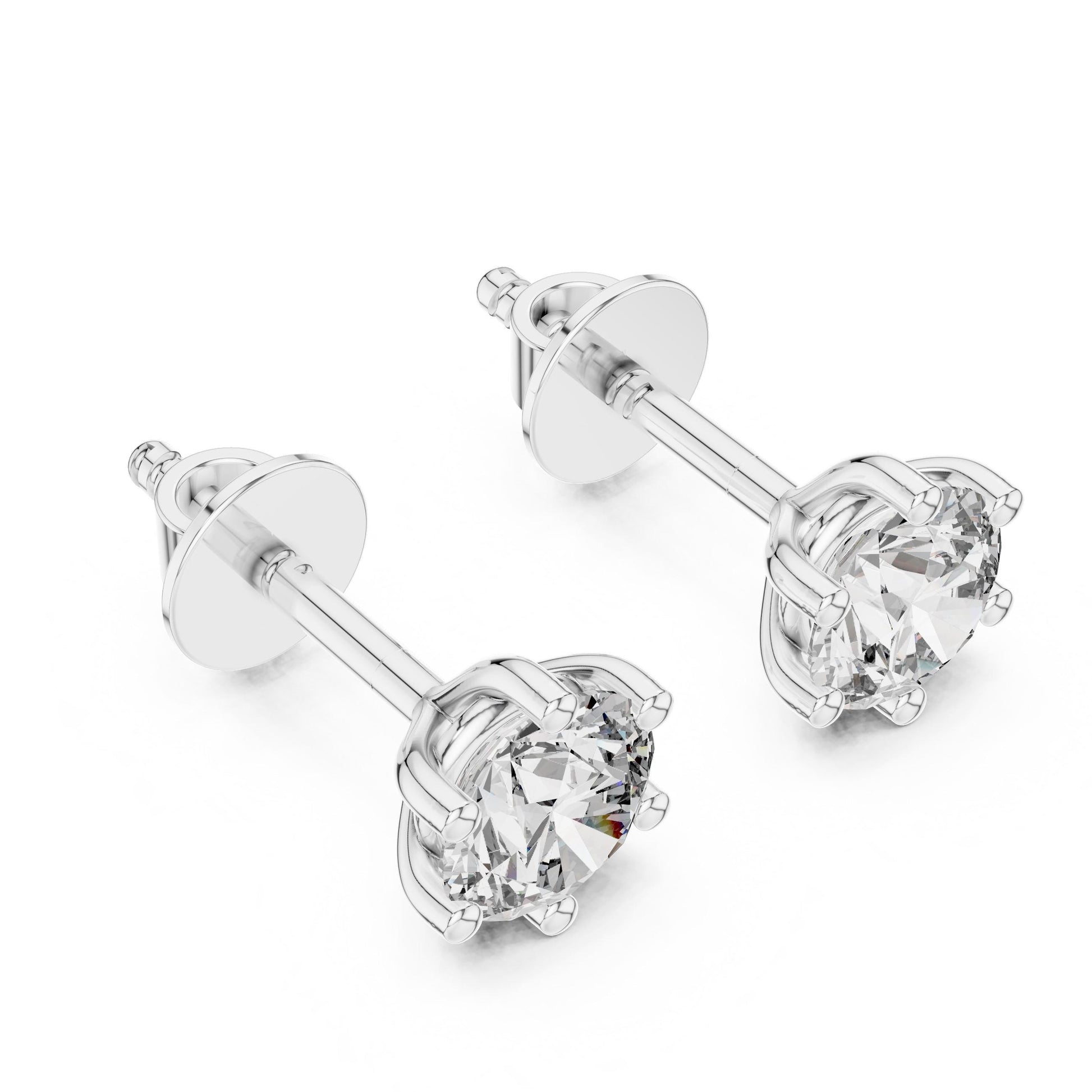 Riora moissanite diamond stud earrings in rose gold, minimalist dainty jewelry for everyday wear or bridal gift.
