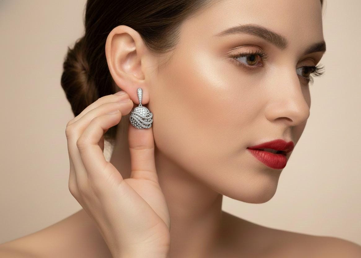 Moissanite Drop Earrings | Rose Gold Swirl, Nickel-Free