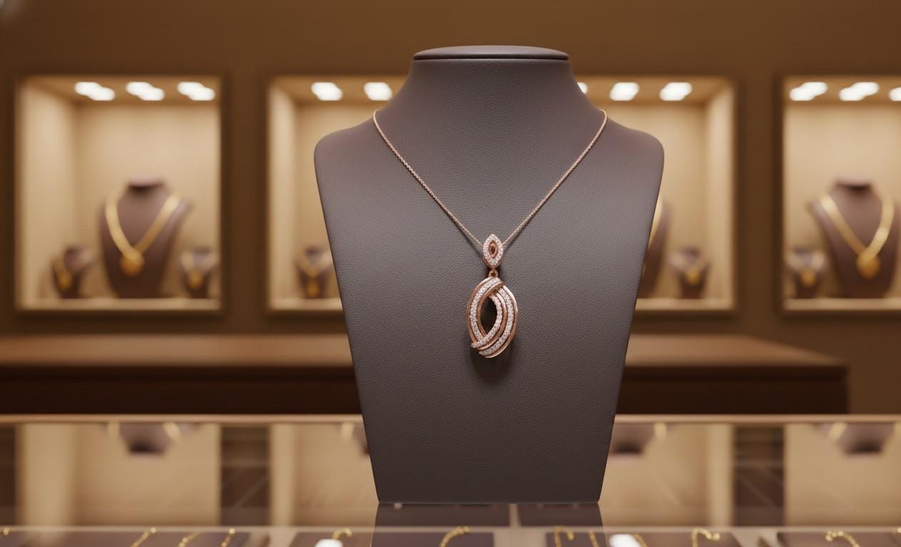 Moissanite Oval Pendant Necklace | Rose Gold, Adjustable Chain