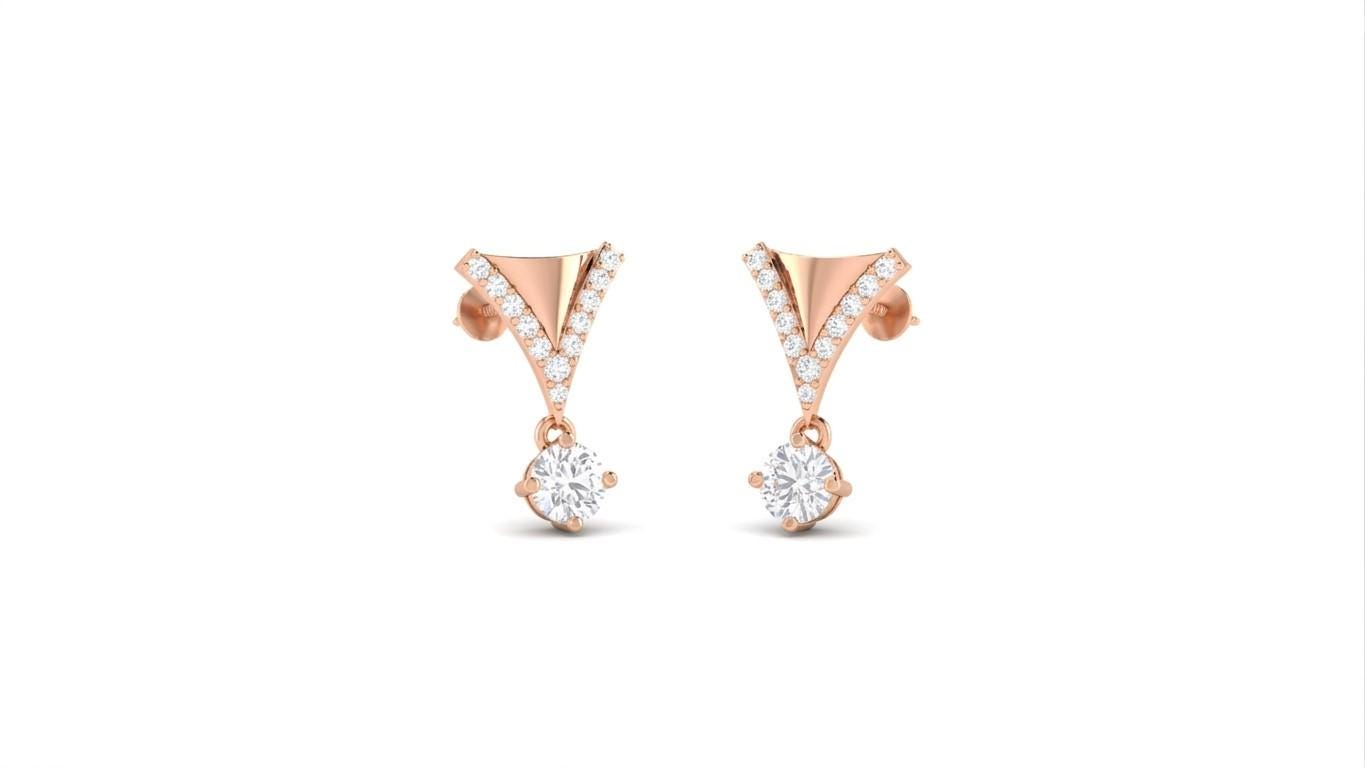 Riora moissanite diamond necklace and earrings set with rose pendant, minimalist luxury bridal jewelry for women