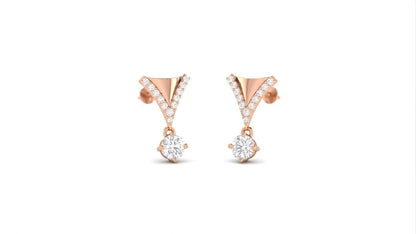 Riora moissanite diamond necklace and earrings set with rose pendant, minimalist luxury bridal jewelry for women
