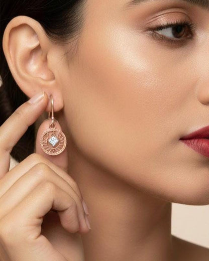 Moissanite Sunburst Drop Earrings | Hypoallergenic Dangle Earrings | Gold, Rose Gold & Silver