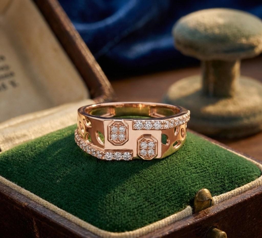 Riora moissanite diamond gold stackable wedding band with minimalist design, perfect for engagement or anniversary gifts.