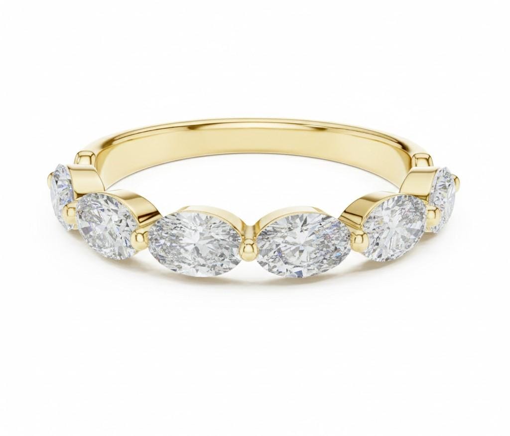 Oval CZ Eternity Band Ring | Hypoallergenic Gold Rose Gold Silver | Anniversary Promise Ring for Her