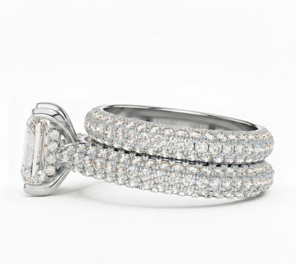 Radiant Cut CZ Engagement Ring | Pave Eternity Band | Gold, Rose Gold & Silver