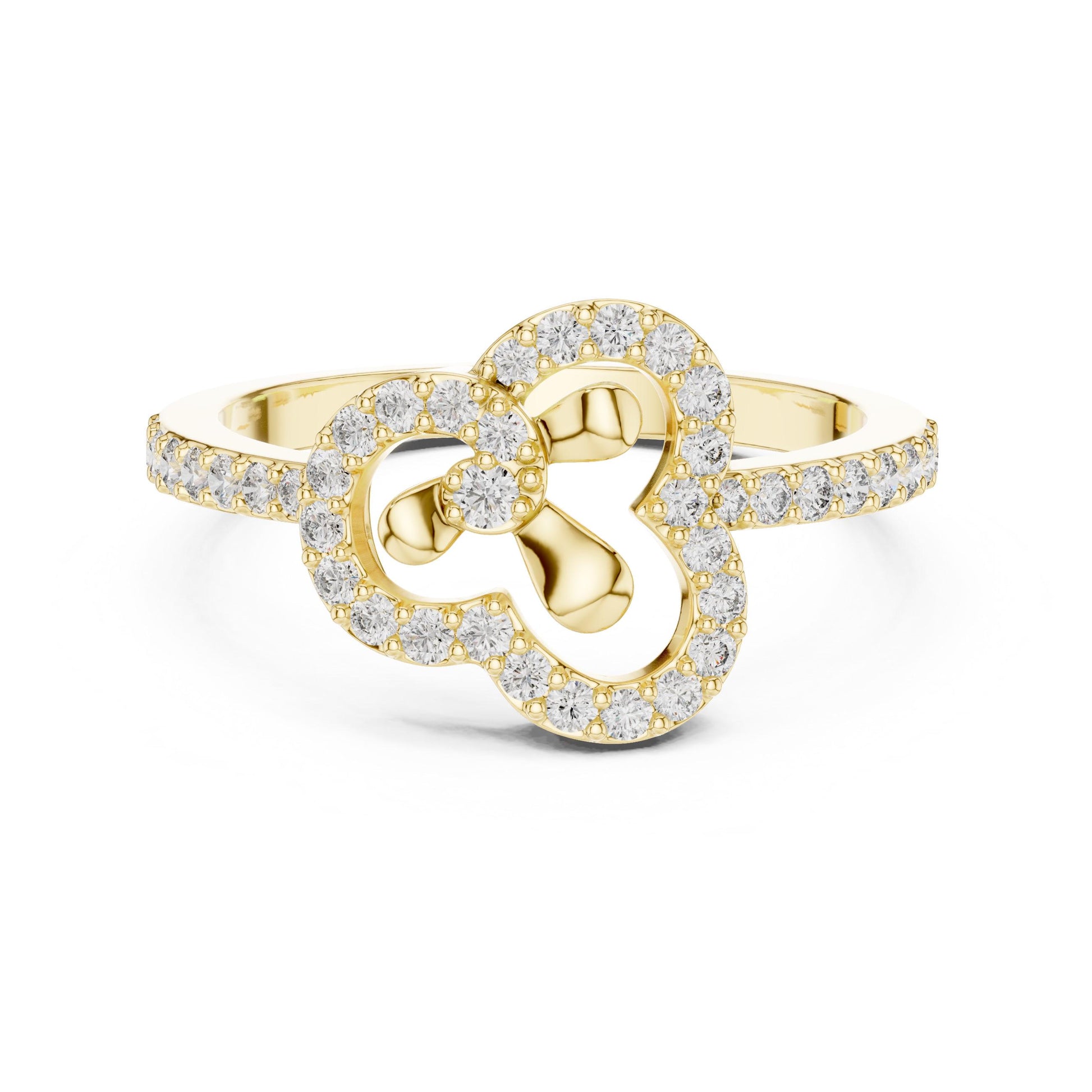 Riora floral gold rose gold minimalist ring with clover-shaped moissanite diamonds, elegant jewelry for women