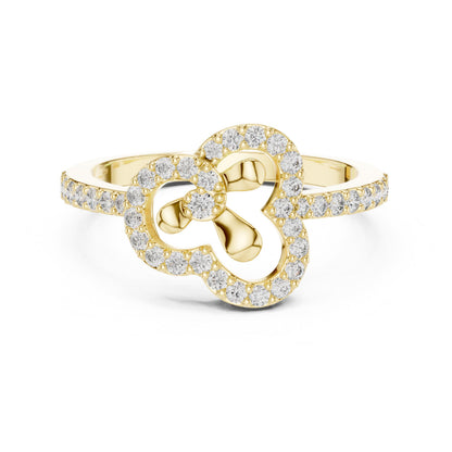 Riora floral gold rose gold minimalist ring with clover-shaped moissanite diamonds, elegant jewelry for women