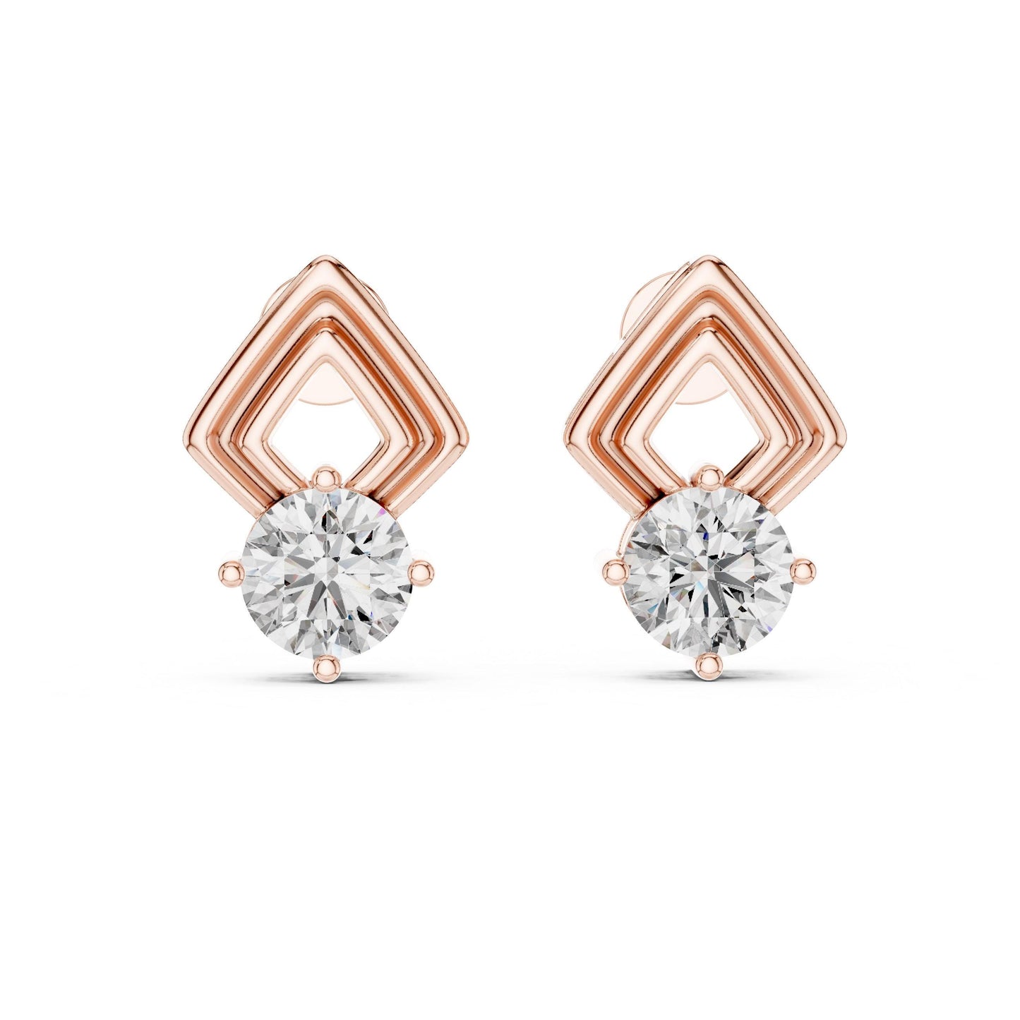 Riora geometric moissanite diamond stud earrings, 7mm round cut, minimalist silver jewelry for everyday wear or bridal accessories