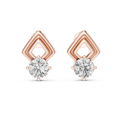Riora geometric moissanite diamond stud earrings, 7mm round cut, minimalist silver jewelry for everyday wear or bridal accessories