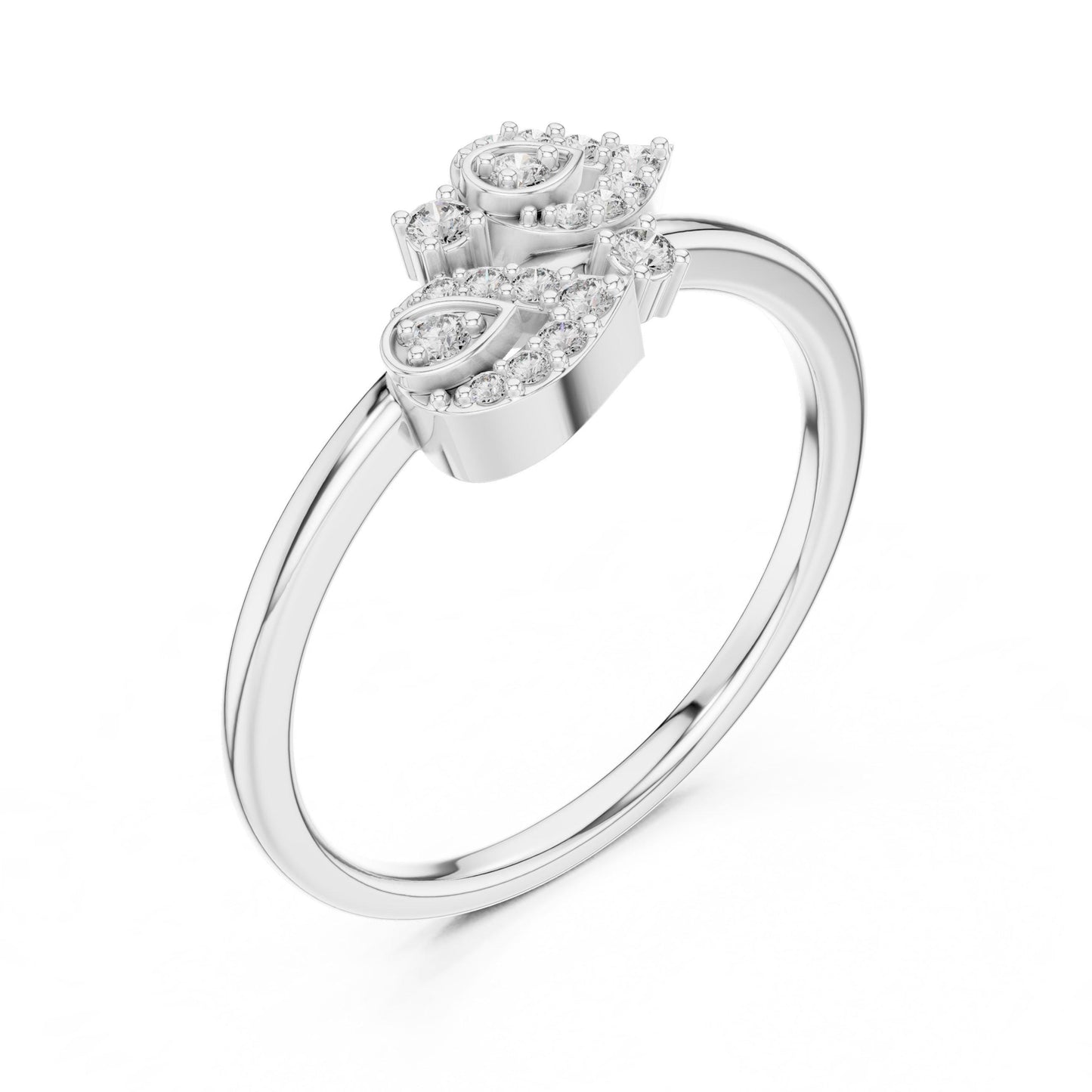 Riora gold rose engagement ring with elegant moissanite diamond leaf design, nature-inspired bridal jewelry, promise band.