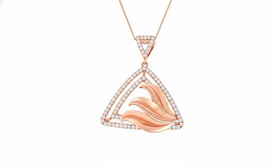 Moissanite Triangle Pendant Necklace, Gold Rose Silver Jewelry, Elegant Gift for Her