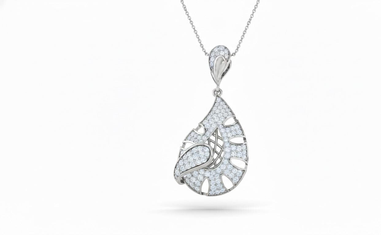 Moissanite Teardrop Pendant  Rose Gold Necklace Bridal Jewelry