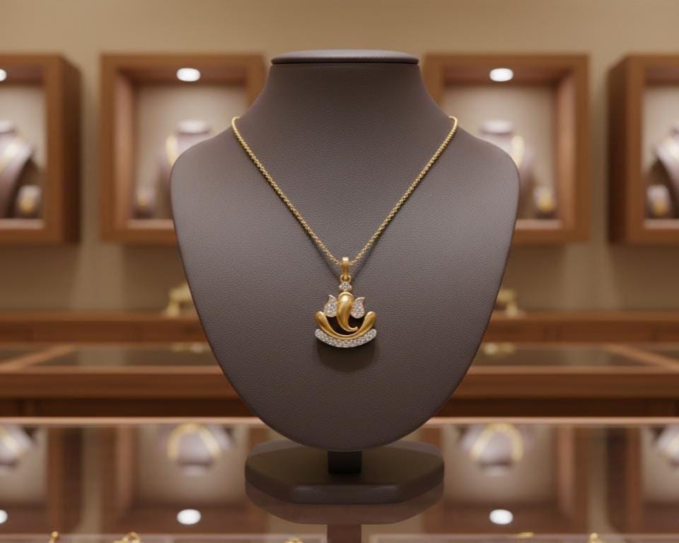 Moissanite Lotus Pendant Necklace | Hypoallergenic Symbolic Jewelry | Gold, Rose Gold, Silver