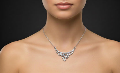 Moissanite Curved Pendant Necklace for Women | Gold, Rose Gold & Silver | Bridal & Anniversary Gift