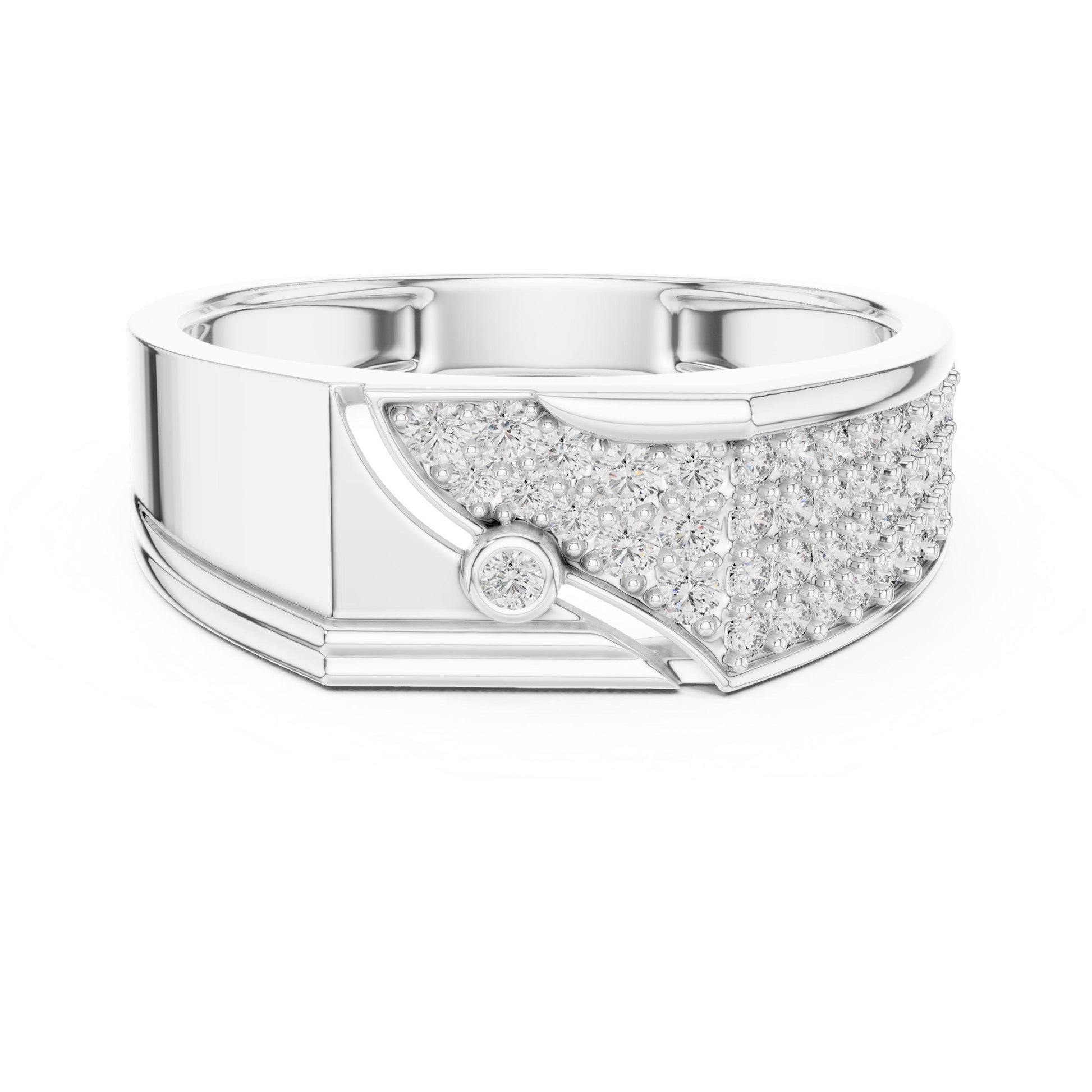 Riora luxury CZ statement ring for men and women in gold and silver, featuring a bold design perfect for special occasions