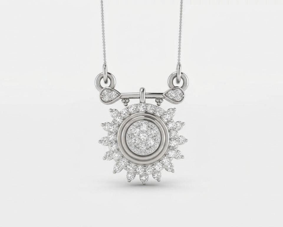 Riora Moissanite Sunburst Necklace with gold, rose, and silver finish, featuring a radiant bridal pendant on a delicate chain.