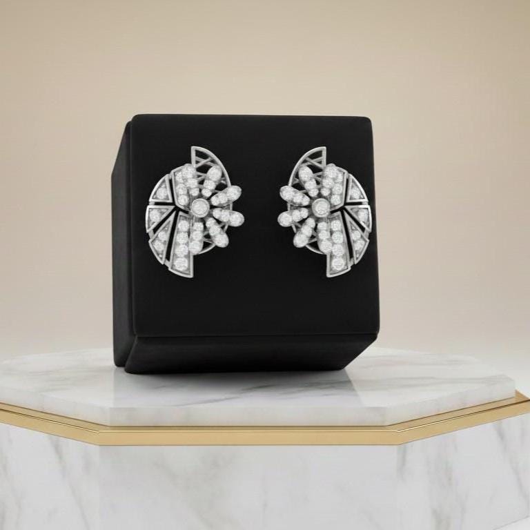 Moissanite Floral Stud Earrings for Women | Gold, Rose Gold & Silver | Bridal & Valentine Gift