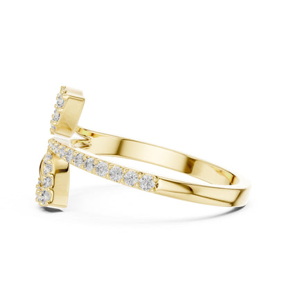 Rose gold Leaf Wrap moissanite diamond engagement ring with botanical design, dainty wedding band by Riora.