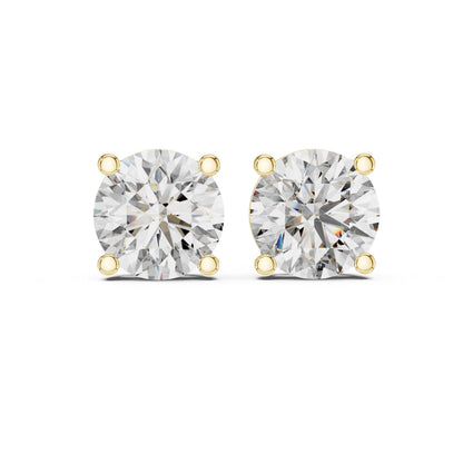 Riora 8mm round cut moissanite diamond stud earrings for women, minimalist sparkling jewelry with a luxurious finish.
