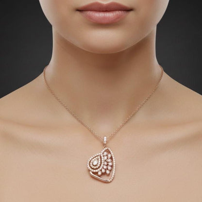 Moissanite Pendant Gold Silver Rose | Elegant Teardrop Bridal Jewelry | Anniversary Valentine Gift for Her
