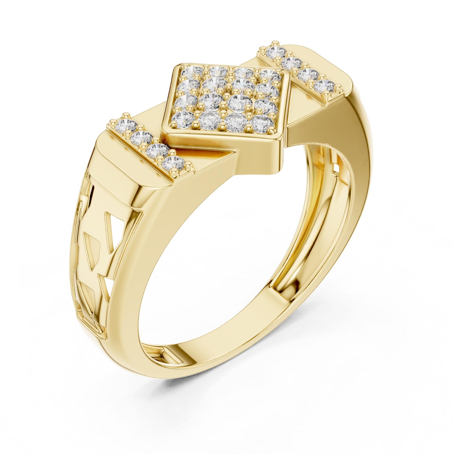 Riora luxury moissanite diamond engagement ring with gold and rose accents, elegant bridal jewelry band for special occasions
