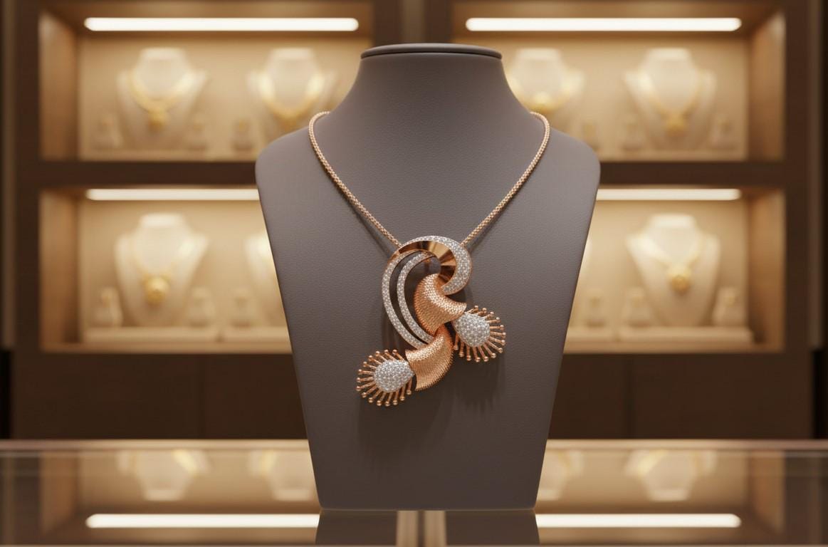 Moissanite Pendant Necklace | Rose Gold, Non-Allergenic