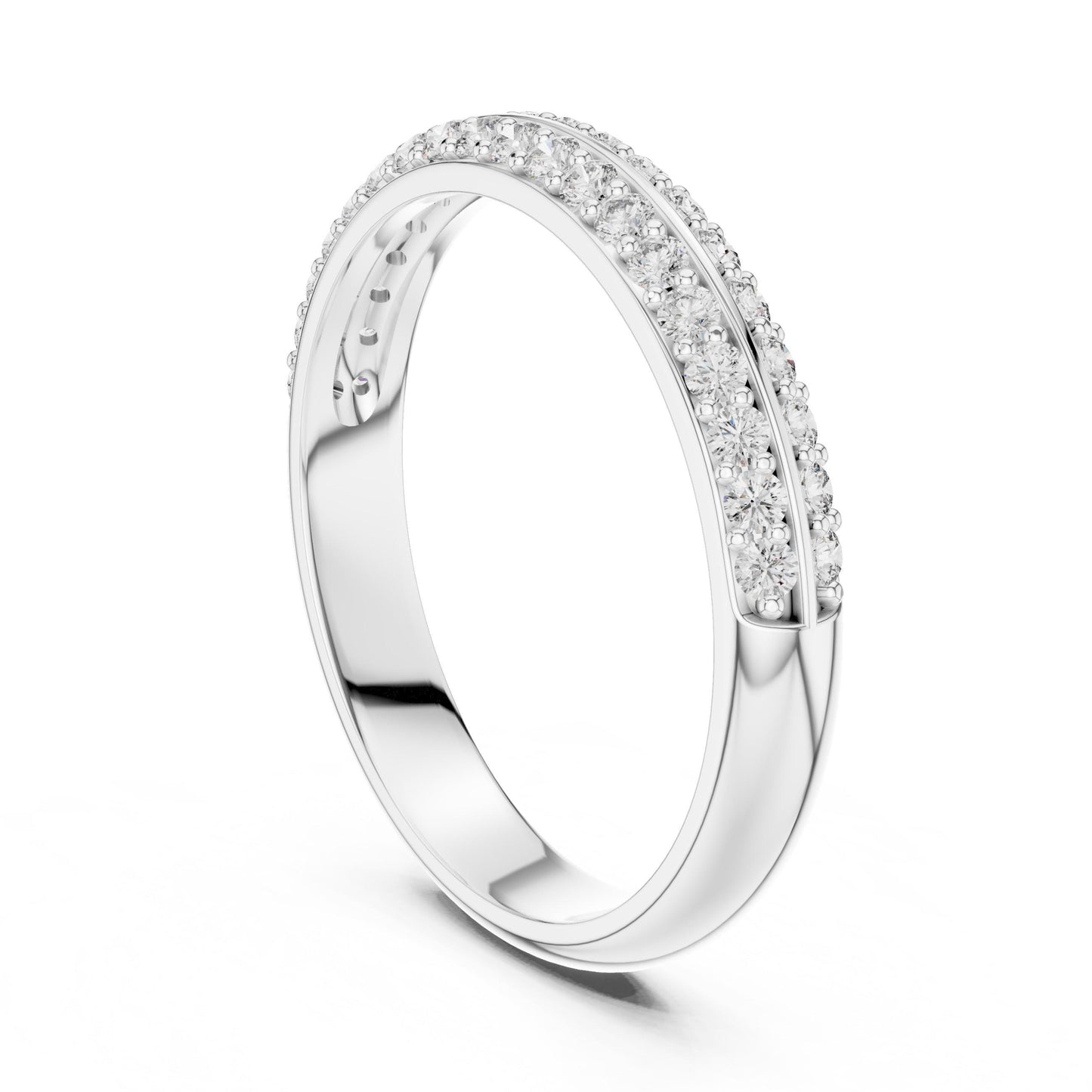 Riora moissanite diamond eternity ring with pave setting, full eternity band for wedding or anniversary, stackable bridal jewelry