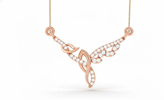 Moissanite Wing Pendant Necklace for Women | Gold, Rose Gold & Silver | Adjustable 22" Chain | Bridal & Valentine Gift