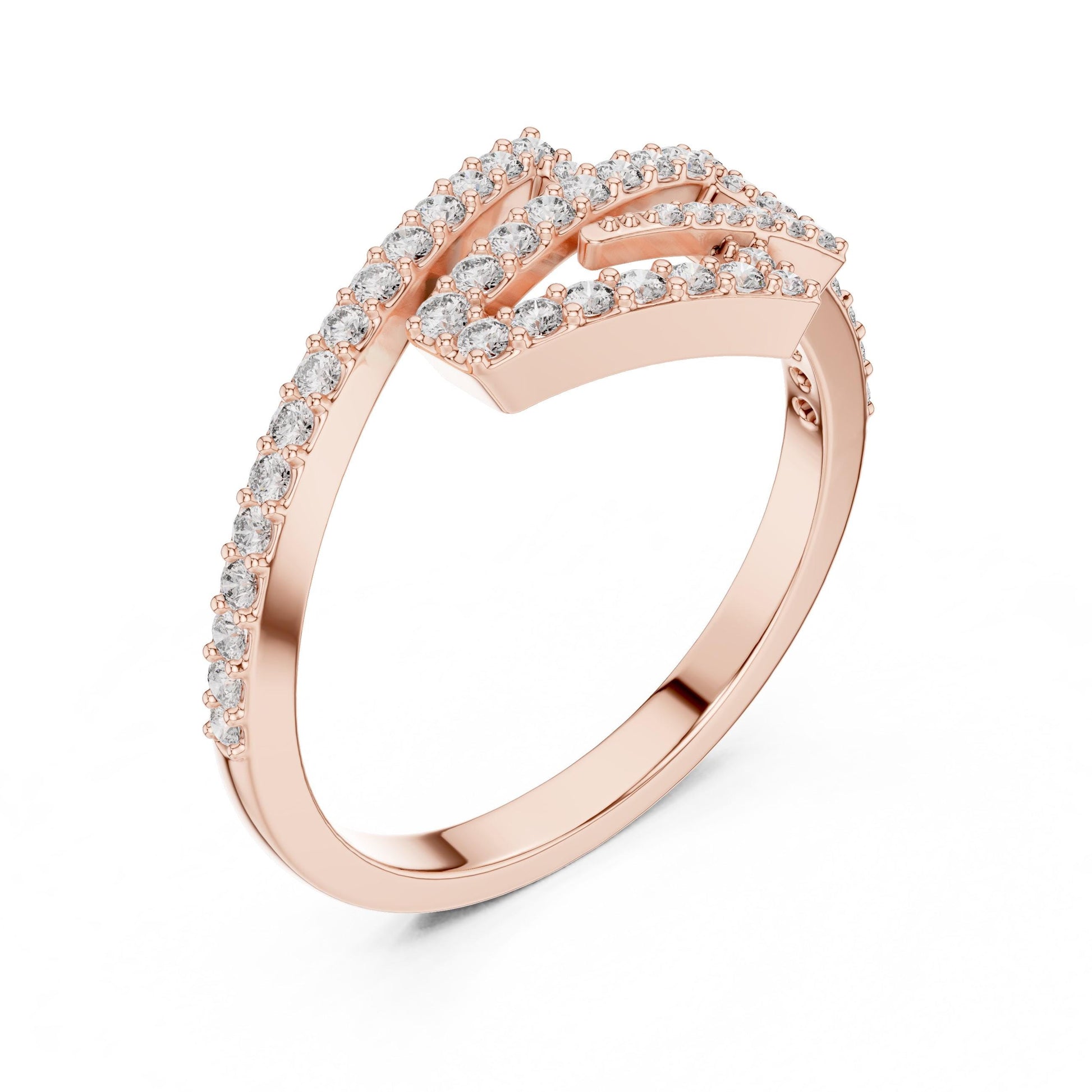 Riora zigzag moissanite diamond ring with geometric wrap band, minimalist modern jewelry for stacking or wedding wear