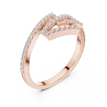 Riora zigzag moissanite diamond ring with geometric wrap band, minimalist modern jewelry for stacking or wedding wear