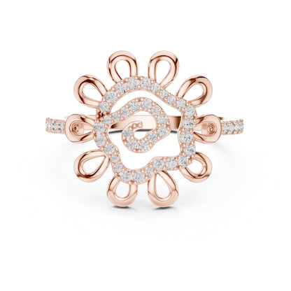 Riora floral moissanite diamond vintage-inspired statement engagement ring with flower design and intricate bridal jewelry details