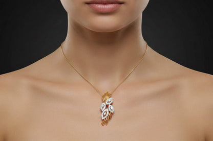 Moissanite Leaf Pendant Necklace, Hypoallergenic Adjustable Chain