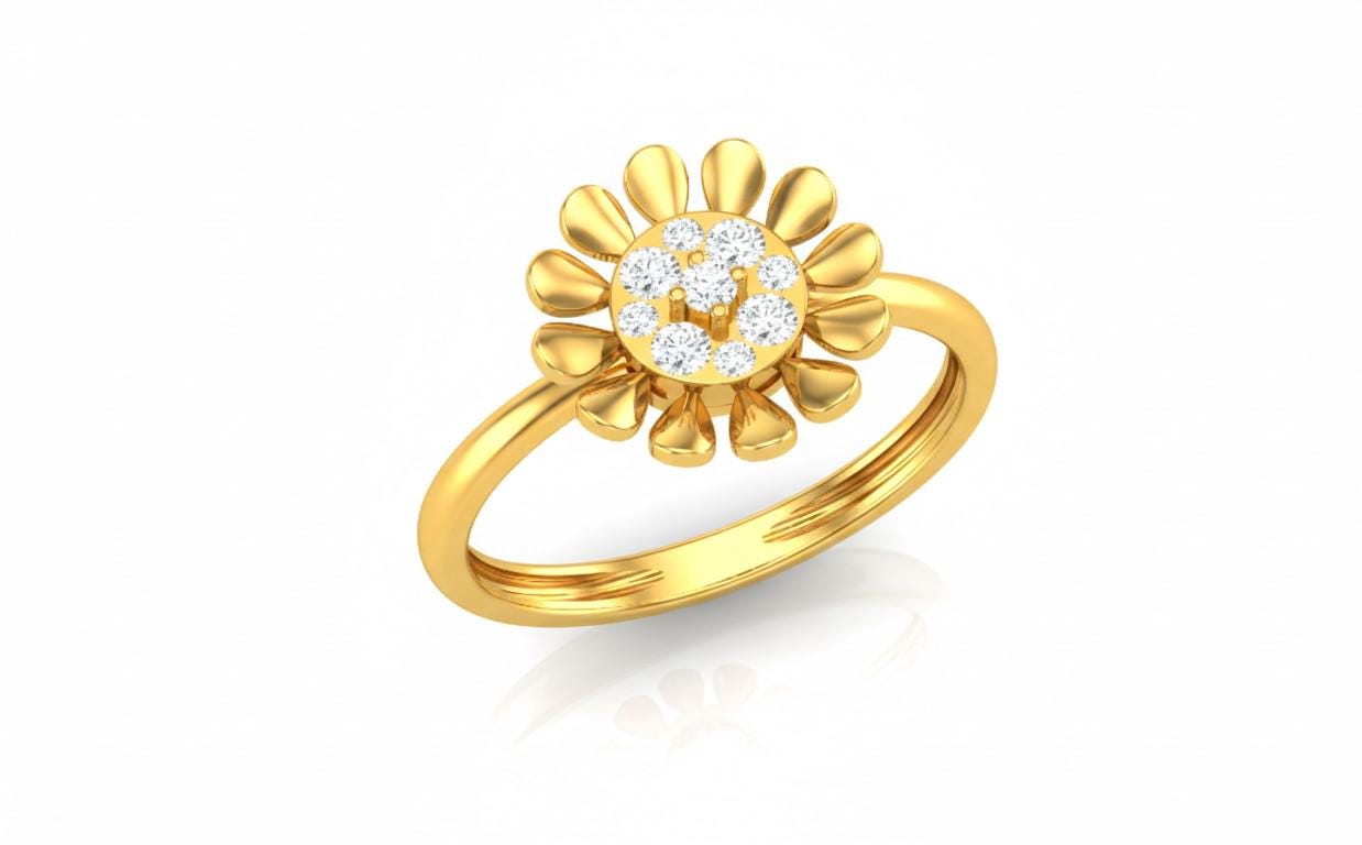 Moissanite Floral Daisy Ring for Women | Gold, Rose Gold & Silver | Sizes 5–11 | Promise & Valentine Gift