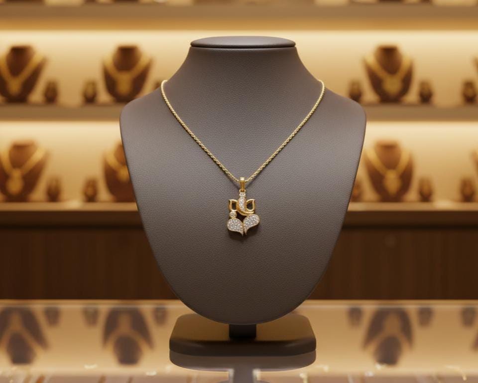 Riora Moissanite Lotus Heart Pendant Necklace with hypoallergenic chain, showcasing a sparkling heart-shaped lotus design.
