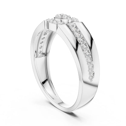 Riora luxury diamond halo rose gold engagement ring with a central diamond, elegant and dainty bridal wedding jewelry