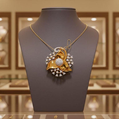 Moissanite Flower Necklace, Gold Rose Silver Floral Jewelry, Elegant Gift for Her, Anniversary Valentine