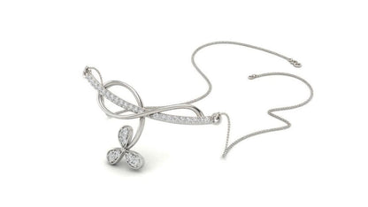 Riora infinity moissanite butterfly necklace in rose gold, dainty minimal jewelry pendant for women with butterfly design.
