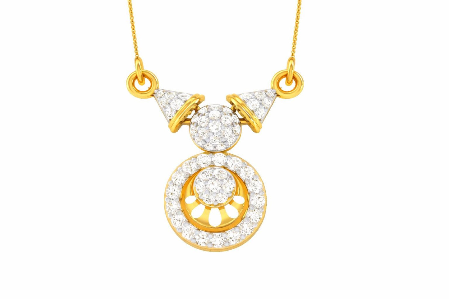 Riora moissanite statement pendant necklace with bridal halo drop design in rose gold and silver for women’s wedding jewelry